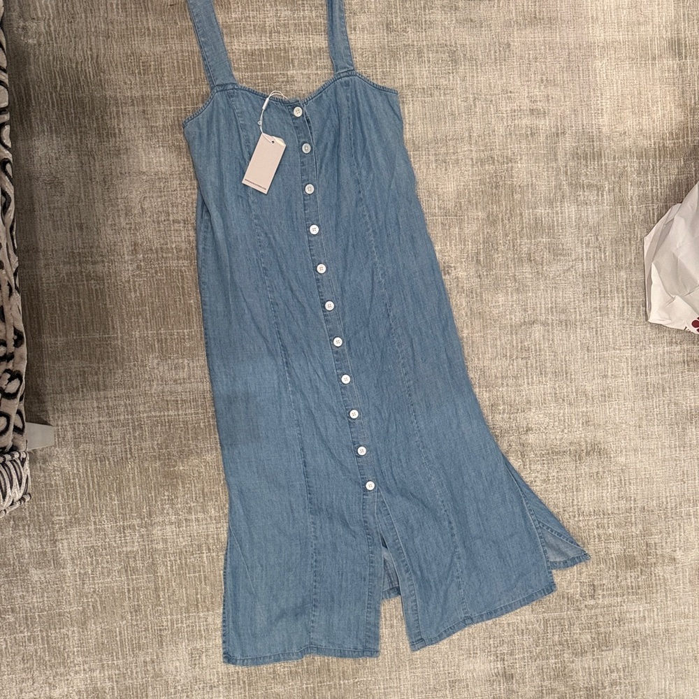 Rails Light Blue Denim Button-Front Maxi Dress